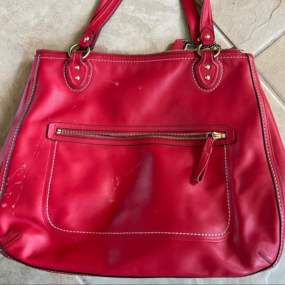 Red Coach Tote - Picture 1 of 5